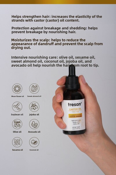 Tresan Castor Oil Strengthening Hair Care Oil Complex - +8 Precious Oils (50 ml)