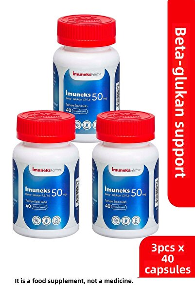 Imuneks Farma إيمنيكس 50 ملغ مكمل غذائي يحتوي على بيتا جلوكان (1,3/1,6) 40 كب...