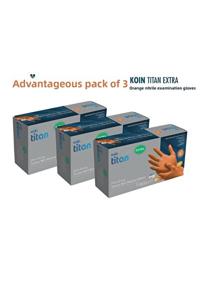 KOİN Titan Koin Extra Thick Orange Nitrile Gloves Large5Oli Box * 3 Pkt