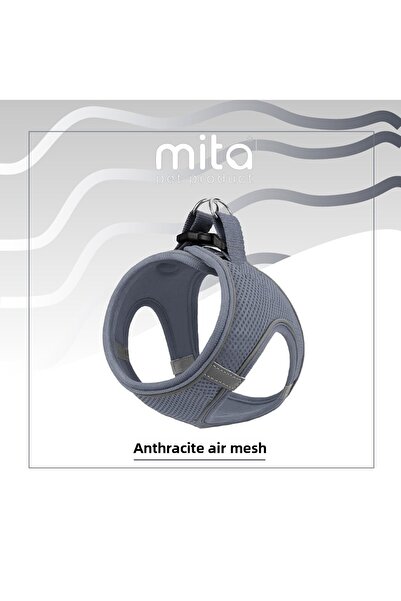 Mita Pet Mita Air Mesh Cat Dog Collar Double Reflective, Anti-Sweat Gray / gray M
