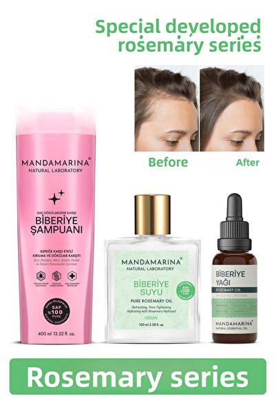 Mandamarina مجموعة حملة عصير إكليل الجبل والشامبو والزيت النقي