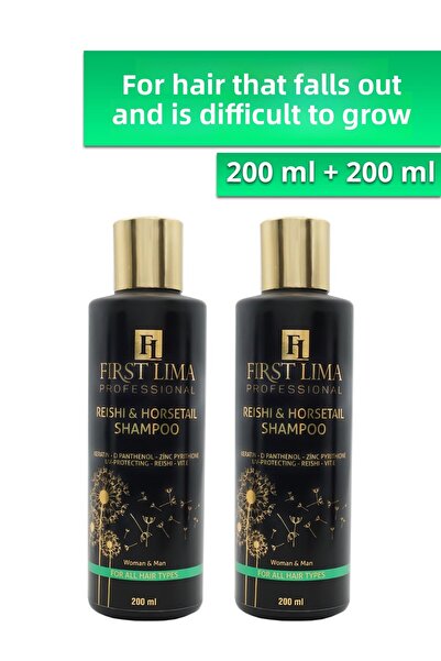 First Lima Professional 2 Pack Reishi & Horsetail Shampoo - Fast Growth, Anti-Spill, 2 Pieces 200 ml