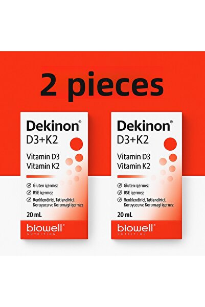 Biowell ديكينون فيتامين د3 + ك2 قطرات 20 مل 2 قطعة