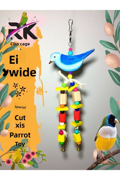 Ciko Kafes Special Cut Bird Figured Belled Parrot Toy