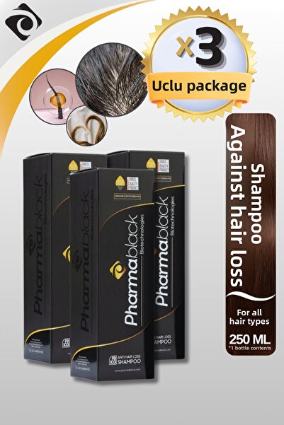 Pharmablack 250 مل شامبو مضاد لتساقط الشعر 3 قطع بيوتين وأوراق الزيتون كستناء...