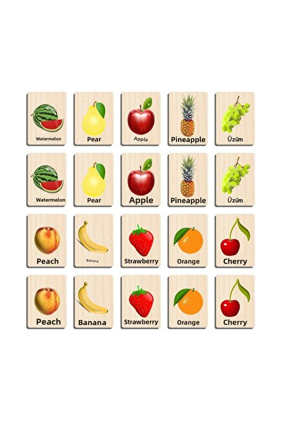 Ahtek Wooden Puzzle Intelligence Cards Matching Game Memory Card Puzzle (fruit)