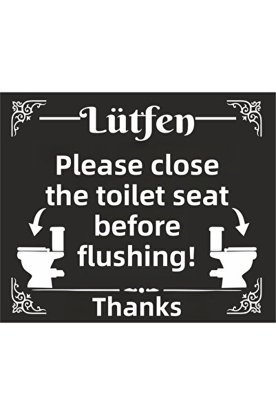sıradışıhediyem أغلق مقعد المرحاض قبل سحب السيفون! لافتة تحذير معدنية مقاس 12...