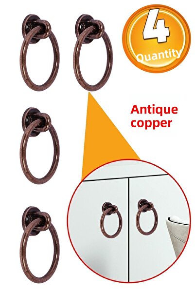 Badem10 Mâner antic din cupru antic cu pendul (4 bucăți) pentru mobilier, sertar de bucătărie, mâner pentru dulap