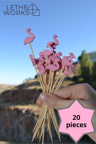 lethe works فلامينغو 🦩   عصي ديكور كوكتيل - 20 قطعة - 🦩