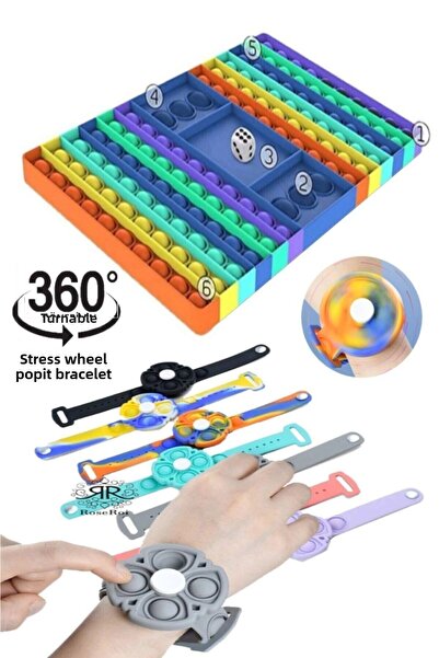 Ayver مجموعة بوبيت مكونة من قطعتين - لعبة تعليمية حسية، لعبة الطاولة، عجلة الإجهاد وسوار المعصم