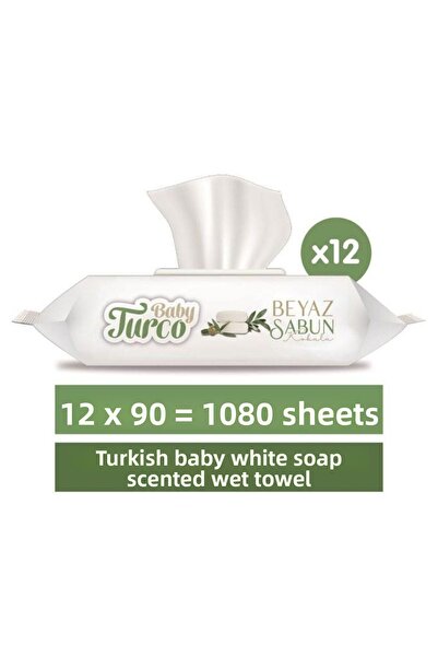 Baby Turco توركو منشفة مبللة للأطفال 90 صابون أبيض × 12 قطعة