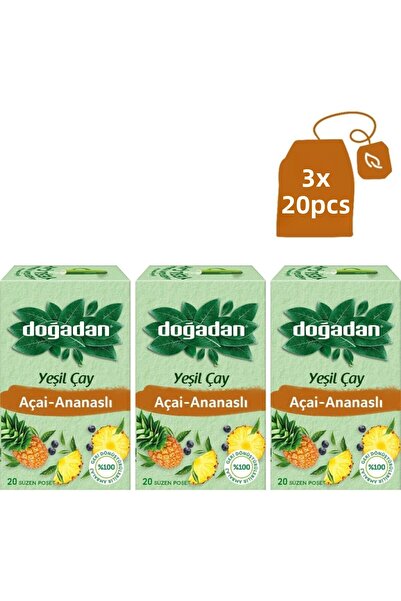 Doğadan شاي أخضر أكاي-أناناس 20 قطعة × 3 قطع