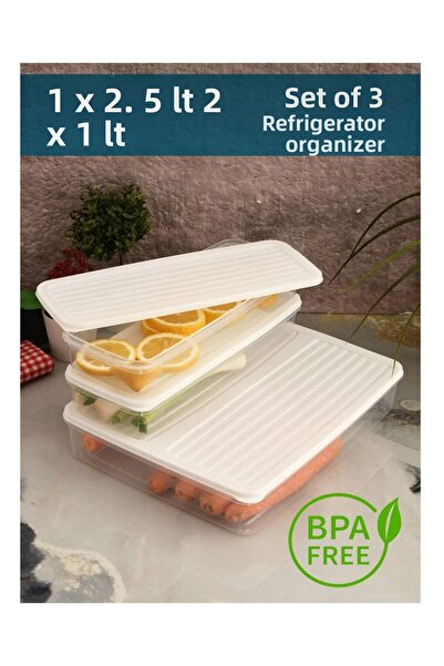 Hane216 حاوية تخزين مكونة من 3 قطع مع غطاء، منظم للثلاجة مناسب للميكروويف وال...
