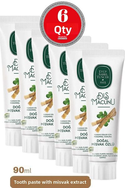 Eyüp Sabri Tuncer 90 ml Natural Toothpaste - Misvak X6 Pieces