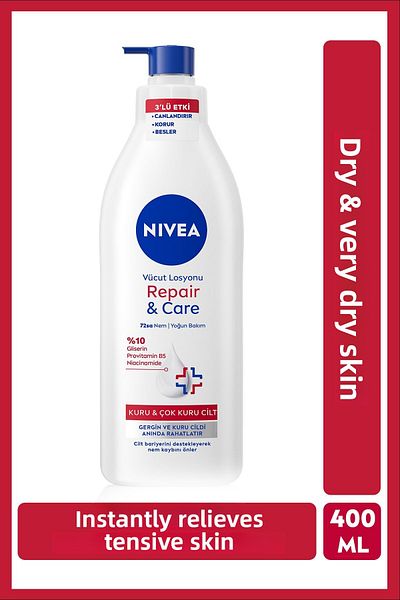 NIVEA Repair&Care Intensive Moisturizing Body Lotion 400ml, Relieves Itching and Tense Skin, Dry Skin