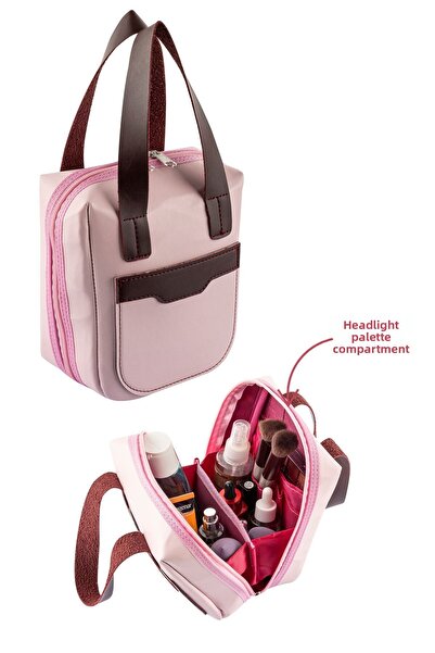 NS reliable NS Многофункционална чанта за гримове с държач за четка и отделение за палитра сенки за очи - Органайзер за лична хигиена