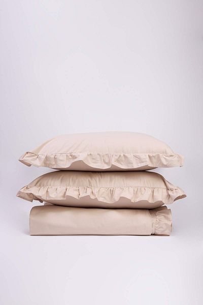 Trendyol Collection Double 100% Cotton Ruffled Duvet Cover & 2 Pillowcase Set