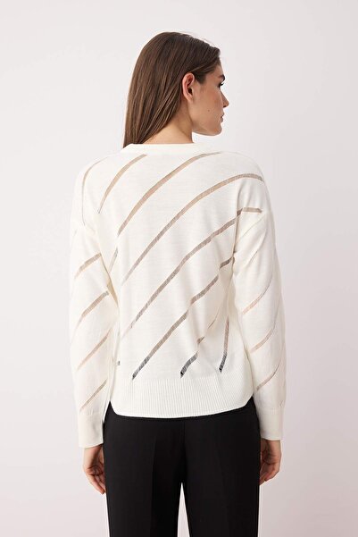Trendyol Collection Ecru Openwork/Perforated Knitwear Sweater Twoaw24Kz00157