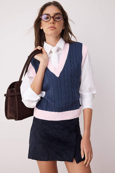 Trendyol Collection Indigo Crop Hair Knit Sweater Twoaw22Bz0060