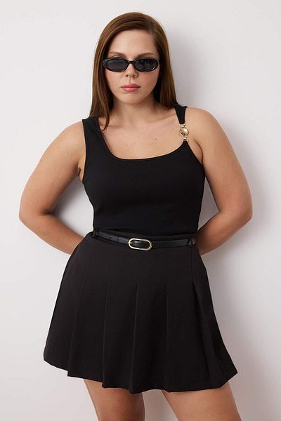 Trendyol Curve Black Accessory Knitted Plus Size Blouse Tbbss25Af00091