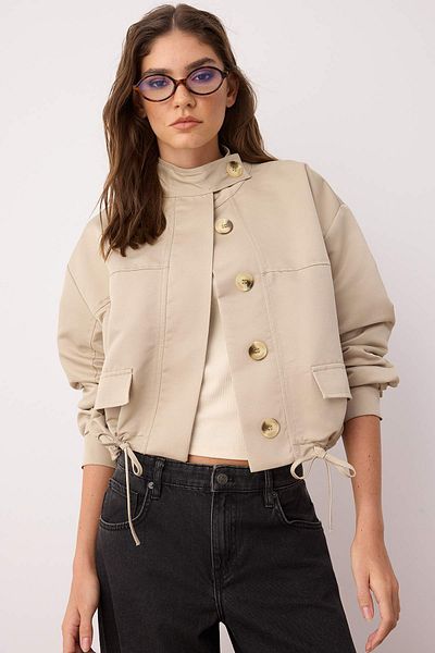 Trendyol Collection Stone Regular Mold Shiny Thin Jacket Coat Twoaw26Mo00110