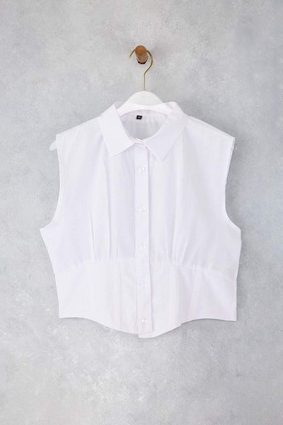 Trendyol Collection White Sleeveless Shirt Twoss25Go00174