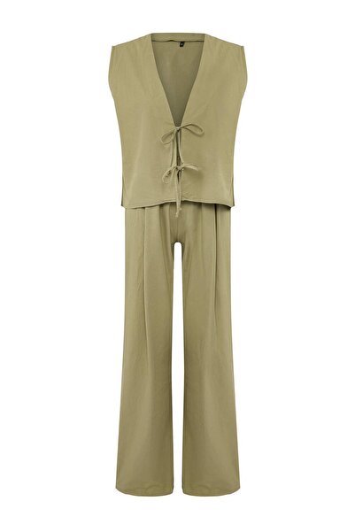 Trendyol Collection Khaki Vest and Trousers Woven Bottom - Top Set Twoss25Au00122