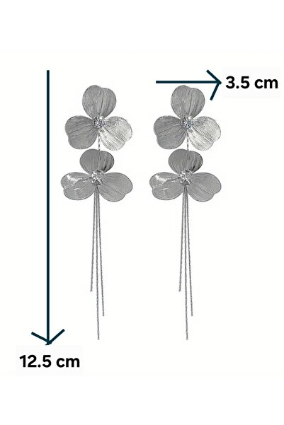 ER TAKI Rhinestone Silver Colorful Flower Model Tassel Flamboyant Big Stylish Engagement Henna Wedding Wedding Evening Dress Earrings