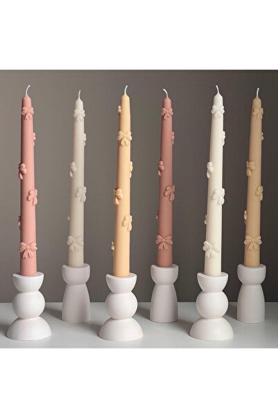 SCA CANDLE Dekoratif kurdele model mum şamdan mum Sarı renk İKİLİ