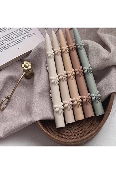 SCA CANDLE Dekoratif Mum Kurdele Model Mum Şamdan Mum Sütlü Kahve 20x2 cm