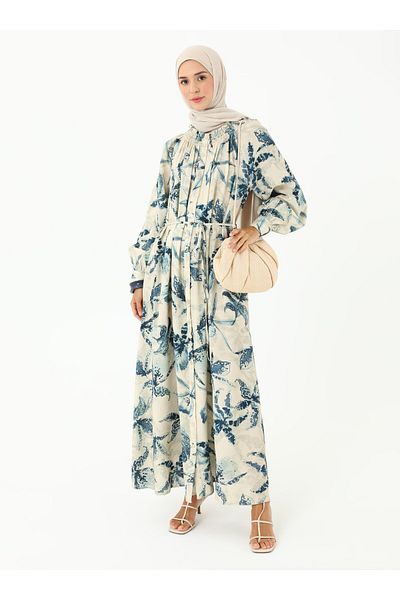 Refka Φόρεμα Hijab με μπλε σχέδιο - Gipe Collar - Refka
