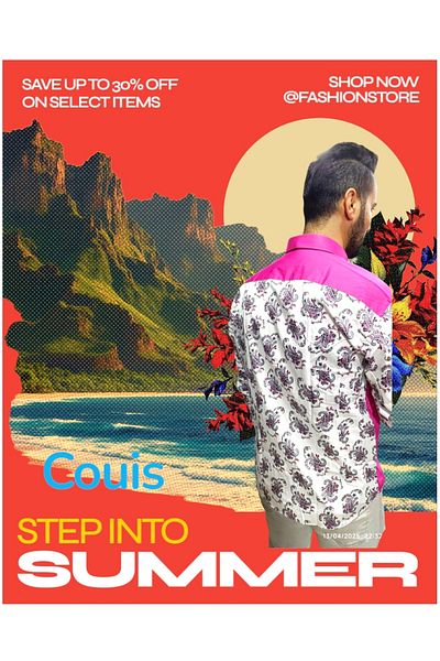 couis Ανδρικό πουκάμισο με στάμπα Slim Fit