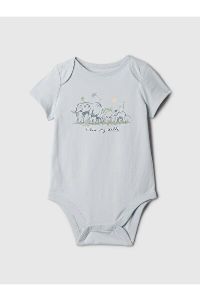 GAP Bebek Mavi First Favorites Grafikli Bodysuit