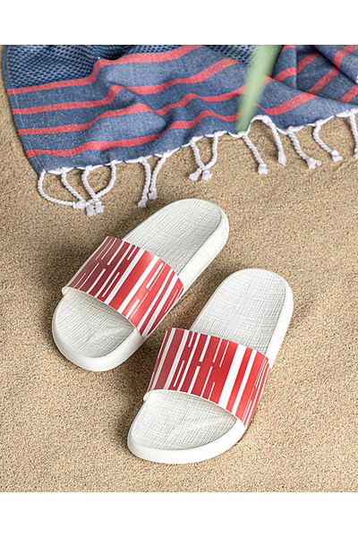 English Home Red Marine Stripe Women's Beach Slippers