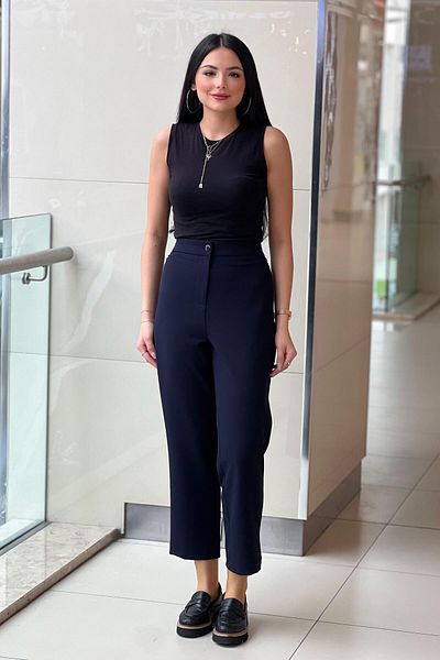 sentez giyim Synthesis One Button Pants with Elastic Back