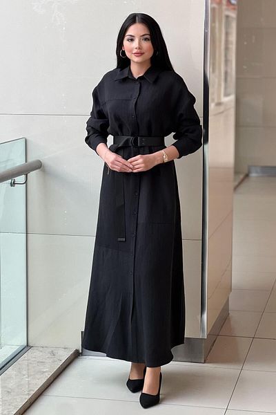 Nurcan Çetin Striped Belted Shirt Dress