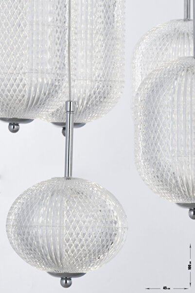 Avizemoda Torino 8'li Power Ledli Kumandalı Modern Lüks Sarkıt Avize, 3 Renk: Sarı-beyaz-gün Işığı - Krom