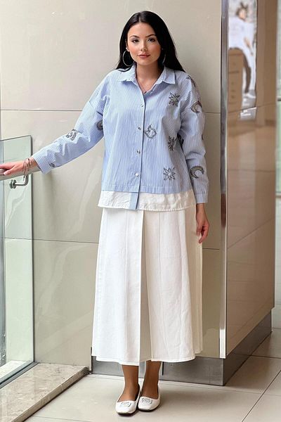 Ghisa Striped Shirt Skirt Set