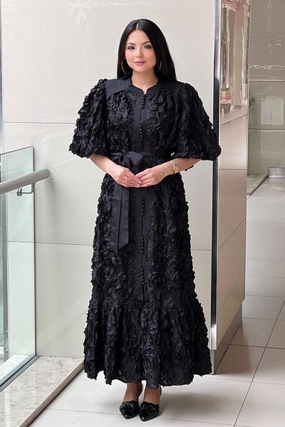 Mahal Watermelon Sleeve Rose Motif Dress
