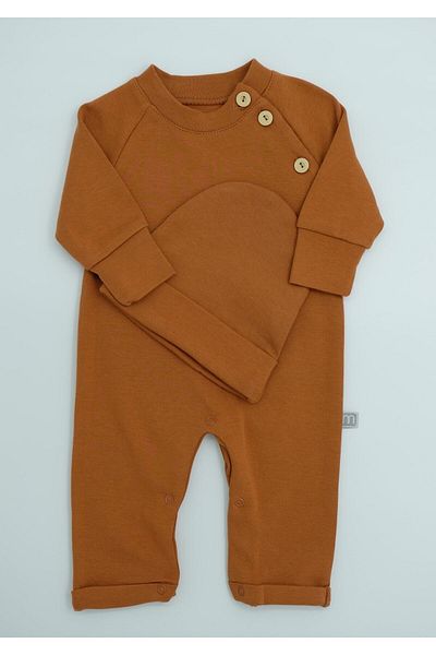 Minimus Collar Double-breasted Buttoned Jumpsuit Set with Hat
