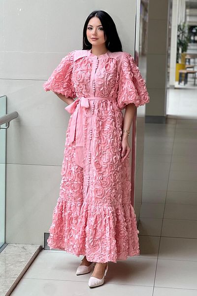 Mahal Watermelon Sleeve Rose Motif Dress