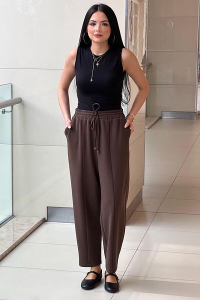 sentez giyim Sentez front parted carrot bamboo pants