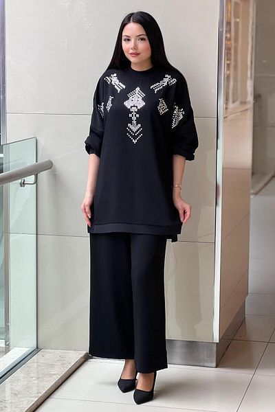 Ghisa Baguette Stone Ribbed Trousers Suit
