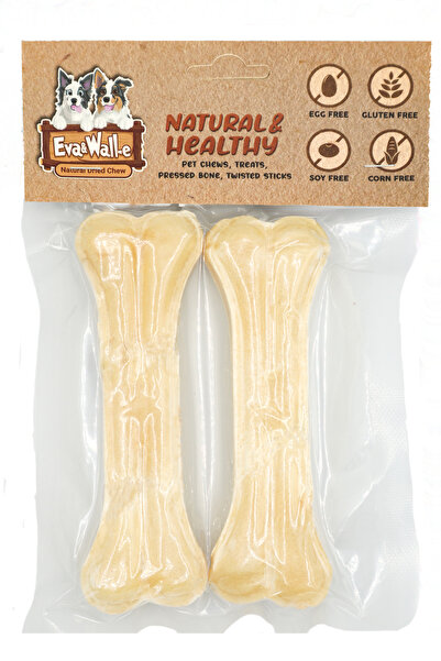 Eva & Wall-e Doğal Köpek Pres Kemiği Beyaz 2' Li 13cm Orta Irk Ve Küçük Irk Köpekler Için 80 Gr