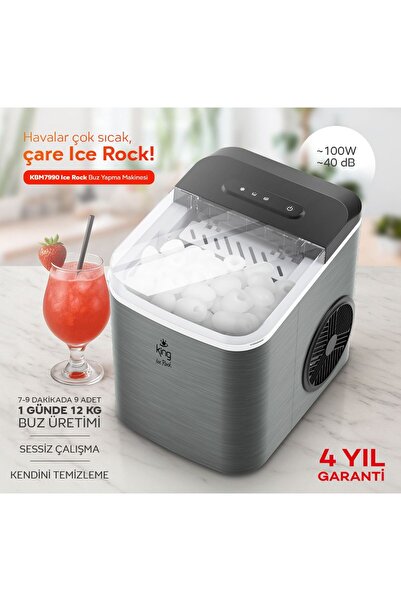 King ICE ROCK 12 KG KAPASİTELİ 1.3L SU HAZNELİ BUZ YAPMA MAKİNESİ KBM7990