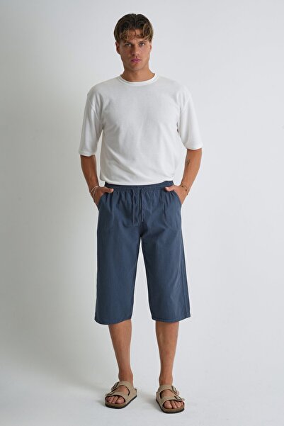 Dechers Erkek Regular %100 Pamuk Keten Görünümlü Kapri DC204