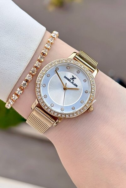 Daniel Klein Altın Renk 2 Yıl Garantili Kadın Kol Saati ve Bileklik