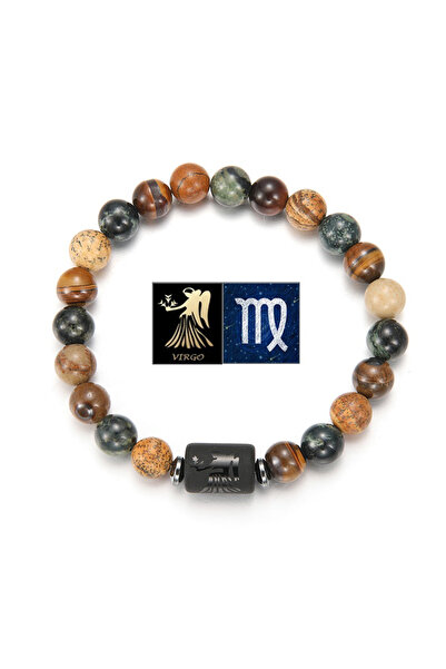 Choice سوار من حجر عين النمر الطبيعي من برج العذراء، مصنوع من خرز اليشب الدائ...