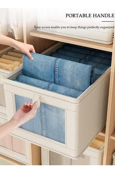 Generic 3-piece Clothing Storage Box With Transparent Lid And Window, Cube Storage Box
