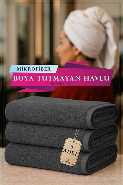 QURRY 3 Pcs 50 X 90 cm Microfiber Towel, Dye-Free Towel, Absorbs High Liquid, Beauty Center Towel